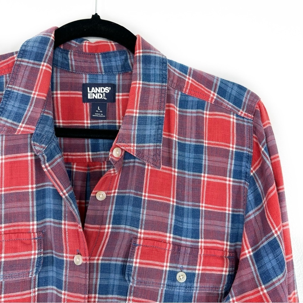 Lands End plaid button down shirt - Picture 2 of 5